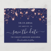 Quinceanera marineblauwe roos budget Save the Date Flyer (Voorkant)