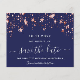 Quinceanera marineblauwe roos budget Save the Date Flyer