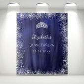 Quinceanera marineblauwe zilveren glitters stof wandkleed