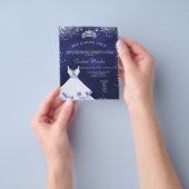 Quinceanera marineblauwe zilveren jurk tiara budge flyer (Hand)