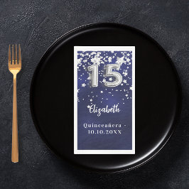 Quinceanera marineblauwe zilveren sterren servet