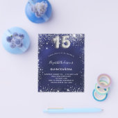Quinceanera marvy blue Silver-uitnodiging Flyer (Enkel)
