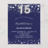 Quinceanera marvy blue Silver-uitnodiging Flyer (Voorkant)