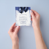 Quinceanera marvy blue white budget uitnodiging flyer (Hand)