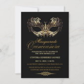 Quinceañera masker zwart goud Masquerade Verjaarda Kaart (Voorkant)