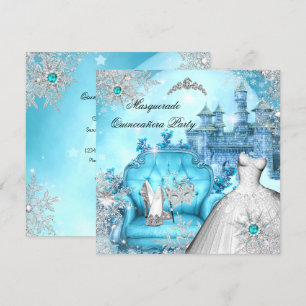 Quinceanera Maskerade Magische Prinses Blauw Turko Kaart