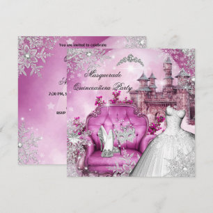 Quinceanera Maskerade Magische Prinses Roze Kaart