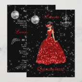 Quinceañera Maskerade Rood Zwart Zilver Spaans Kaart (Voorkant / Achterkant)