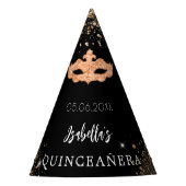 Quinceanera maskerade zwart goud masker naam feesthoedjes (Voorkant)