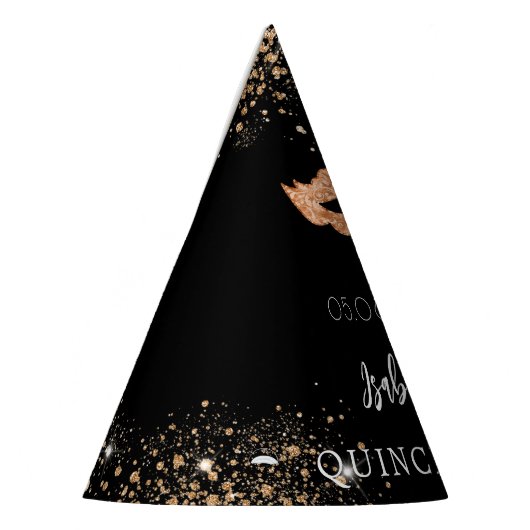 Quinceanera maskerade zwart goud masker naam feesthoedjes (Links)