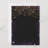 Quinceanera masquerade black paarse glitter gold kaart (Achterkant)