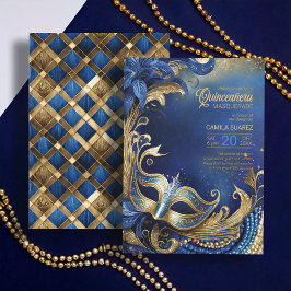 Quinceanera Masquerade Blue Gold ID1031 Kaart