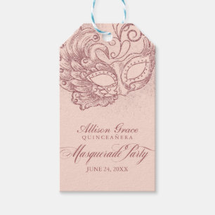 Quinceanera Masquerade Feest Roze Goud Roze Cadeaulabel