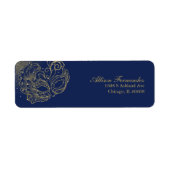 Quinceanera Masquerade Gold Glitter Blue Etiket (Voorkant)