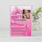 QUINCEANERA MASQUERADE INVITATIE KAART (Staand voorkant)