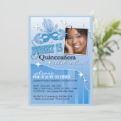 QUINCEANERA MASQUERADE INVITATIE KAART (Staand voorkant)
