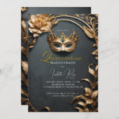 Quinceañera masquerade kaart (Voorkant / Achterkant)