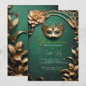 Quinceañera masquerade kaart (Voorkant / Achterkant)