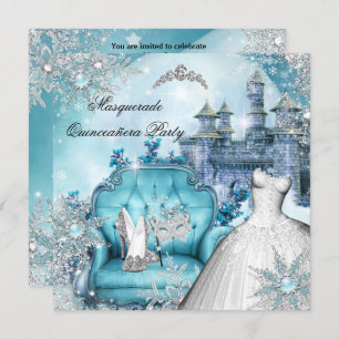 Quinceanera Masquerade Magical Princess Blue 2 Kaart