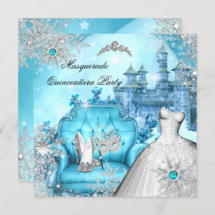 Quinceanera Masquerade Magical Princess Blue Blauw Kaart