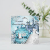 Quinceanera Masquerade Magical Princess Blue Kaart (Staand voorkant)