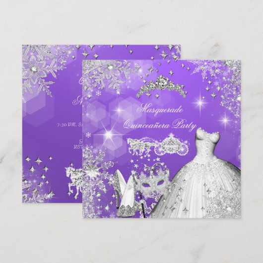 Quinceanera Masquerade Magical Princess Carriage 2 Kaart (Voorkant / Achterkant)