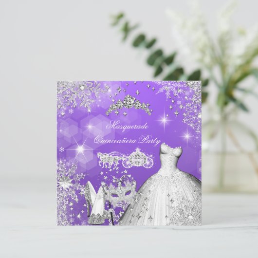 Quinceanera Masquerade Magical Princess Carriage 2 Kaart (Staand voorkant)