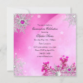 Quinceanera Masquerade Magical Princess Hot Pink Kaart (Achterkant)