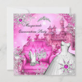Quinceanera Masquerade Magical Princess Hot Pink Kaart (Voorkant)