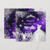 Quinceanera Masquerade Magical Princess Paars Kaart (Voorkant / Achterkant)