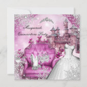 Quinceanera Masquerade Magical Princess Pink Kaart (Voorkant)