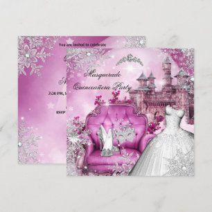Quinceanera Masquerade Magical Princess Pink Kaart
