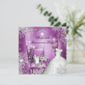 Quinceanera Masquerade Magical Princess Pink Kaart (Staand voorkant)