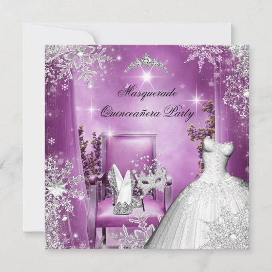 Quinceanera Masquerade Magical Princess Pink Kaart (Voorkant)