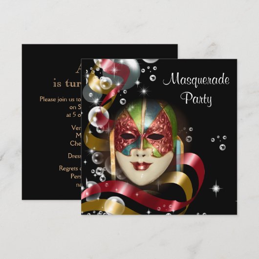 Quinceanera masquerade mask PERSONALIZE Kaart (Voorkant / Achterkant)