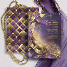 Quinceanera Masquerade Paarse Goud ID1031