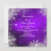 Quinceanera Masquerade Paarse White Snowflakes 2 Kaart (Achterkant)