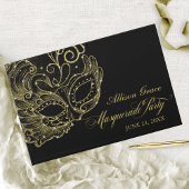 Quinceanera Masquerade Party Goud Zwart Gastenboek