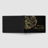 Quinceanera Masquerade Party Goud Zwart Gastenboek (Volledig)