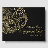 Quinceanera Masquerade Party Goud Zwart Gastenboek (Voorkant)