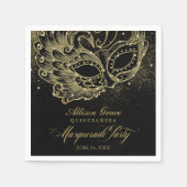 Quinceanera Masquerade Party Goud Zwart Servet (Voorkant)