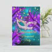 Quinceanera Masquerade party maskeer Blauwgroen Pa Kaart (Staand voorkant)