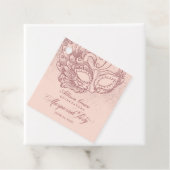 Quinceanera Masquerade Party Roos Goud Roze Bedankjes Labels (In situ)