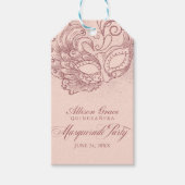 Quinceanera Masquerade Party Roos Goud Roze Cadeaulabel (Voorkant)