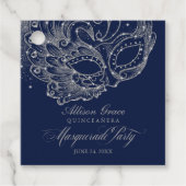 Quinceanera Masquerade Party Zilver Blauw Bedankjes Labels (Voorkant)