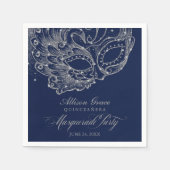 Quinceanera Masquerade Party Zilver Blauw Servet (Voorkant)