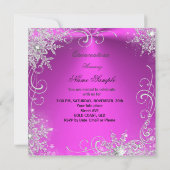 Quinceanera Masquerade Pink White Snowflakes Kaart (Achterkant)