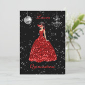 Quinceañera Masquerade Red Black Silver Spaans Kaart (Staand voorkant)