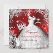Quinceanera Masquerade Red White Snowflakes 2 Kaart (Voorkant)
