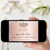 Quinceanera masquerade roos gold mask save the date